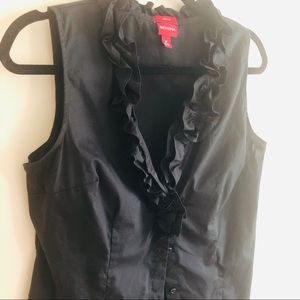 🌙 Merona Ruffle Sleeveless Blouse Stretch Cotton